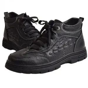 남성 털신 겨울 가죽 방한 캐주얼 슈즈