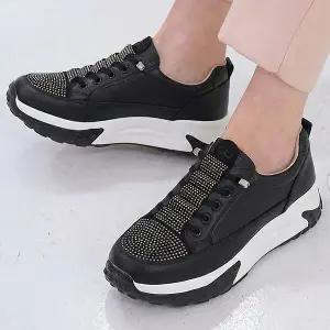 더힐슈즈 가죽 비즈끈 여성여자 운동화 슬립온 스니커즈 4cm sjpe-s-2007