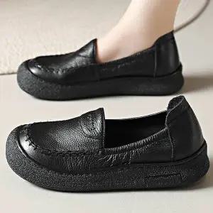 더힐슈즈 소가죽 고무창 여성여자 단화 로퍼 플랫슈즈 4cm sjlux-6316