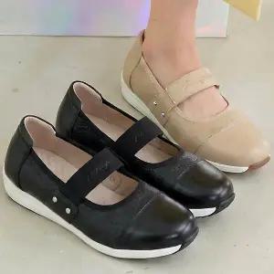 더힐슈즈 가죽콤비 밴딩 여성여자 단화 로퍼 플랫 슬립온 3cm sjpe+P552