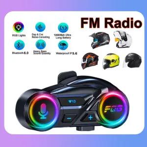 블루투스 6.0 무선 오토바이 헬멧 헤드셋 핸즈프리 통화 전화 RGB 주변 조명 MP3 음악 플레이어 스피커