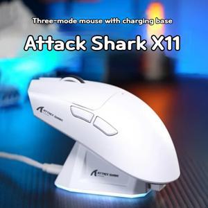 Attack Shark X11 마우스 경량 Paw3311 E-스포츠 게임 3가지 모드 무선 블루투스 충전 Rgb 하단 Pc 액세서