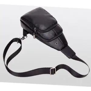 (색상 블랙)남성 가죽 슬링백 크로스백 바디백 고급형 어깨 가방 여행 보조백