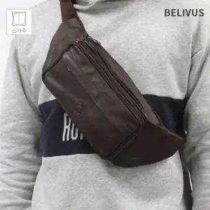 (필수선택 필수선택/브라운 - FREE)빌리버스 남자 슬링백 BJE085 가죽 여행용 숄더백 크로스백