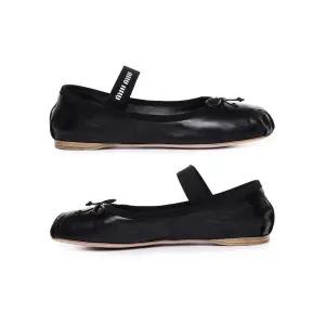 [미우미우] 24FW 발레리나 레더 플랫 슈즈 5F794D XUU F0002 A005