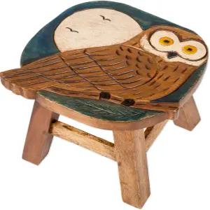 올빼미 디자인 핸드 조각 아카시아 원목 장식 짧은 의자