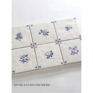 레트로타일 핸드페인팅 유럽풍 벽돌 화이트 믹스 빈티지 랜덤 인테리어 125X125