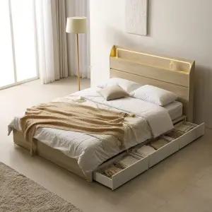 [보루네오]호텔라인 서랍 LED 침대 Q (매트별도) KC815