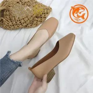 트렌디 핸드메이드 우드굽 플랫슈즈 봄가을 필수 아이템