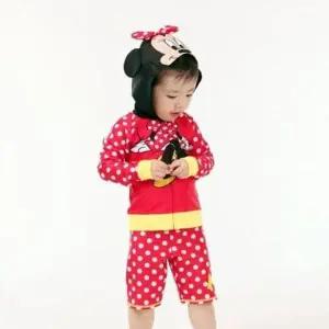[골드스마일]미니마우스 아동 수영복 세트 후드 래쉬가드 수영복 어린이
