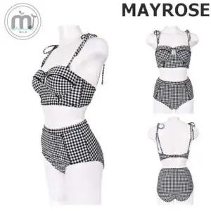 [콩심팥심]BS 메이로즈 여름 여자 체크패턴 하이웨스트 비키니 비치