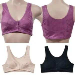 앞버튼 플로럴 패턴 노몰드 런닝 브라 여성용