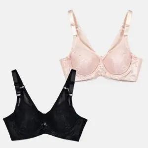 플라워 패턴 자가드 와이어 브라 B컵 여성 속옷