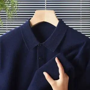 남자 울 캐주얼 카디건 슬림핏 긴팔 터틀넥상의 봄가을 카라넥티 티 DUCHI3