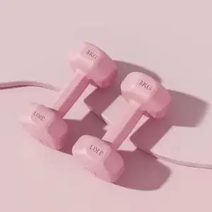 컬러 2개세트(3kg) 덤벨 아령 바디필 (핑크) 육각