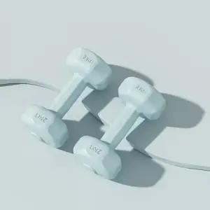 아령 2개세트(2kg) 덤벨 육각 바디필 컬러 (블루)