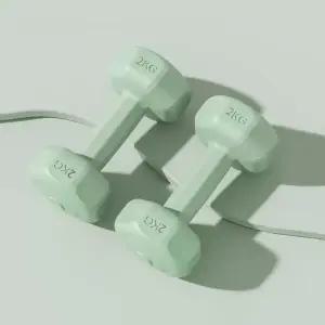 덤벨 컬러 육각 (그린) 아령 바디필 2개세트(2kg)