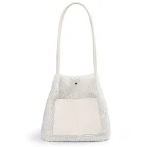 뽀글이 핸드백 가방 캐주얼 여자 쇼퍼백 아이보리