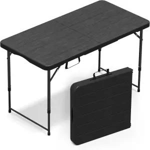 실내 야외용 VSOAEIL 접이식 테이블 4피트 휴대용 헤비 듀티 하프 유틸리티 소형 플라스틱 조절 높이