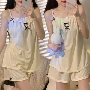 비욘드라이프 여성 홈웨어 민소매 상하의 리본 잠옷 세트 URK-29