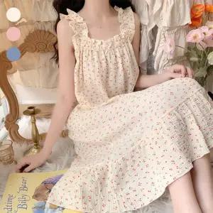 비욘드라이프 여성 귀여운 체리 패턴 민소매 홈웨어 URK-308