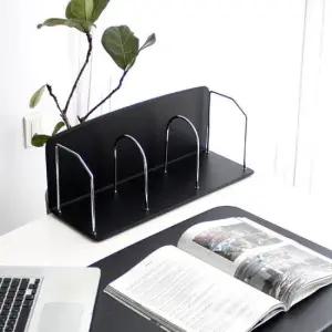 오피스용품 대한민국산 가죽 메탈 3단 대형 책꽂이 북홀더