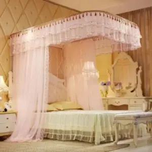 침대방충망 레일형 /레이스모기장 침대모기장(150x200cm)(연핑크)