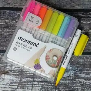 옷그림펜 모나미 다림질이 필요없는 패브릭마카 형광파스텔 8색
