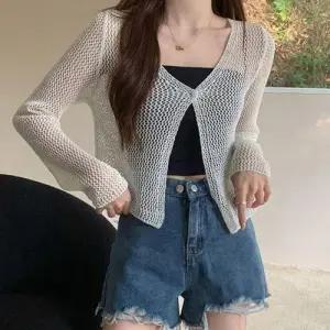 좋은 여름 간절기 시스루 메쉬 가디건 활용하기 크롭 WFGGW9I