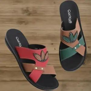 [신상오픈런]여성용 꽃무늬 큐빅 장식 슬리퍼 낮은 굽 샌들 (34223015)