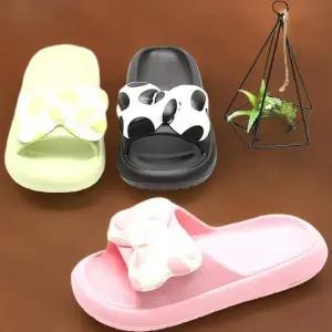 [신상오픈런]여성 라운드 도트 리본 PVC 푹신한 슬리퍼 샌들 (34212169)