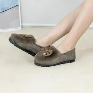 [라운슈][라운슈] 큐빅 레터링 리본 퍼안감 단화 로퍼 2cm (43599435)