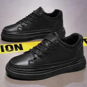 남성 블랙 겨울 털 안감 따뜻한 베이직 스니커즈 단화 WFGGDES