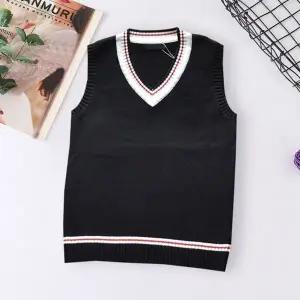 남녀공용 블랙 레드라인 브이넥 니트 조끼  학생