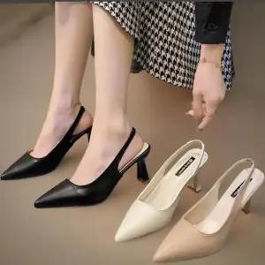 [신상오픈런]여성 미들힐 슬링백 심플 트임 뾰족구두 (42240667)