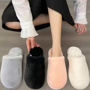 [신상오픈런]여성 오피스 실내 슬리퍼 부드러운 인조퍼 뮬 (33435688)