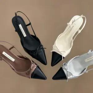 [신상오픈런]여성 리본 포인트 슬링백 중간 굽 펌프스 신발 (33435001)