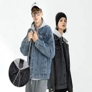 후드 바람막이 데님 자켓 바람막이점퍼 청 점퍼 남녀공용 데일리 워싱