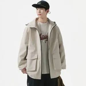 록킨 후드 바람막이 남녀공용 아웃도어 간절기 점퍼 간절기 아우터 후드 집업 사파리 점퍼 바람막이