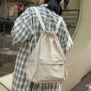 (색상 베이지)나일론 여자 가벼운 백팩 대학생 직장인 가방 베이지 여성백팩 여행용백팩 직장인백팩