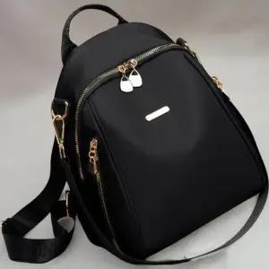 [신상오픈런]여대생 블랙 숄더백 골드 지퍼 원형 백팩 (38170113)