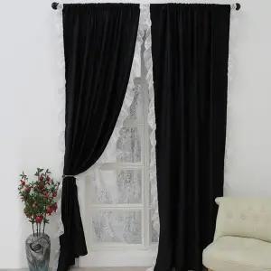 [하프클럽/셀러허브]모던홈 러플 암막커튼 2장세트(100x130cm) (블랙)