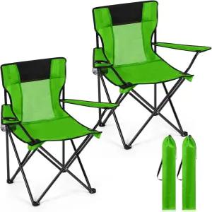쉘웨이 2 PCS 접이식 캠핑 의자 컵 홀더 및 캐리백 일반 사이즈 컬러풀 통기성 휴대용 경량 잔디 낚시