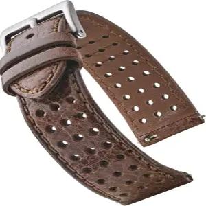 멋진 선택 알파인 정품 천공 가죽 시계 밴드 - 여성 및 남성용 퀵 릴리스 교체 스테인리스 스틸 버클 일반