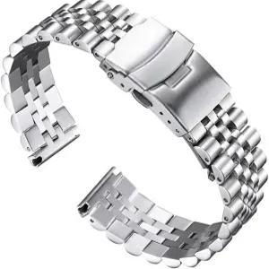 Aoeewv 스테인리스 스틸 시계 밴드 퀵 릴리스 18mm 19mm 20mm 21mm 23mm 24mm 범용 유연 금속 스트랩 배포
