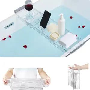 욕조 캐디 트레이 조절 가능한 테이블 편안한 스파를 위한 정리함 - 컵 홀더 2개 각도 조절이 휴대폰