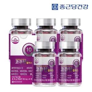종근당건강 코큐텐 플러스(항산화 도움주는 비타민A,B,C,E군, 셀렌까지 함유, 500mgX60캡슐) 5병(10개월분)