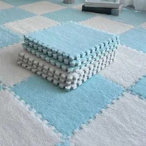 타이푸토미 10pcs 플러시 퍼즐 폼 바닥 매트 부드러운 플러피 연동 사각 타일 영역 거실 장식용 러그