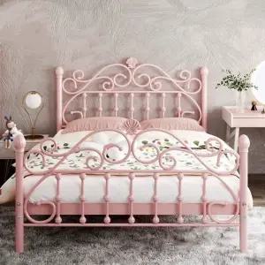 북유럽 철제 침대 엔틱 침대틀 프레임 핑크 침실 프린세스