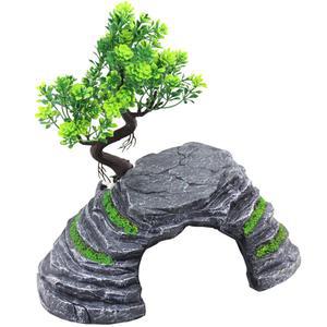 거북이 등반 떠있는 경사로 식물 놀이터 있는 물의 현실적인 수족관 파충류 플랫폼